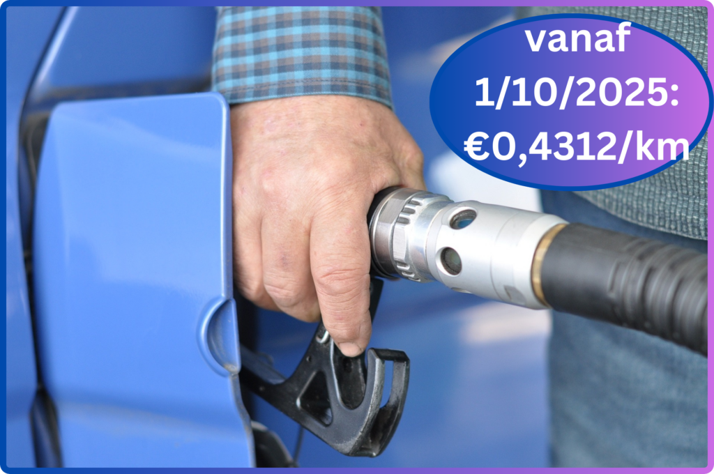 vanaf 1/10/2025: €0,4312 per km. Man die tankt
